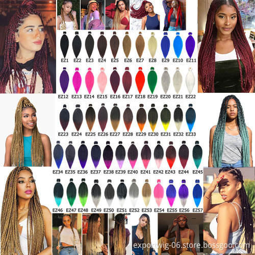 Pre-stretched Braiding Hair Yaki Texture Synthetic Fiber Ombre Color Hot Water Setting 26inch Easy Braid Hair Extensions